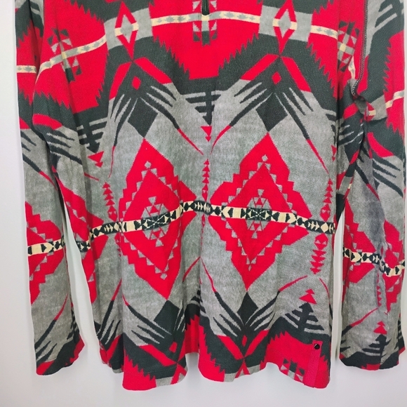 Ralph Lauren Active Aztec Pullover Top Womens 3X Tribal Waffle Knit Southwest - Picture 2 of 11